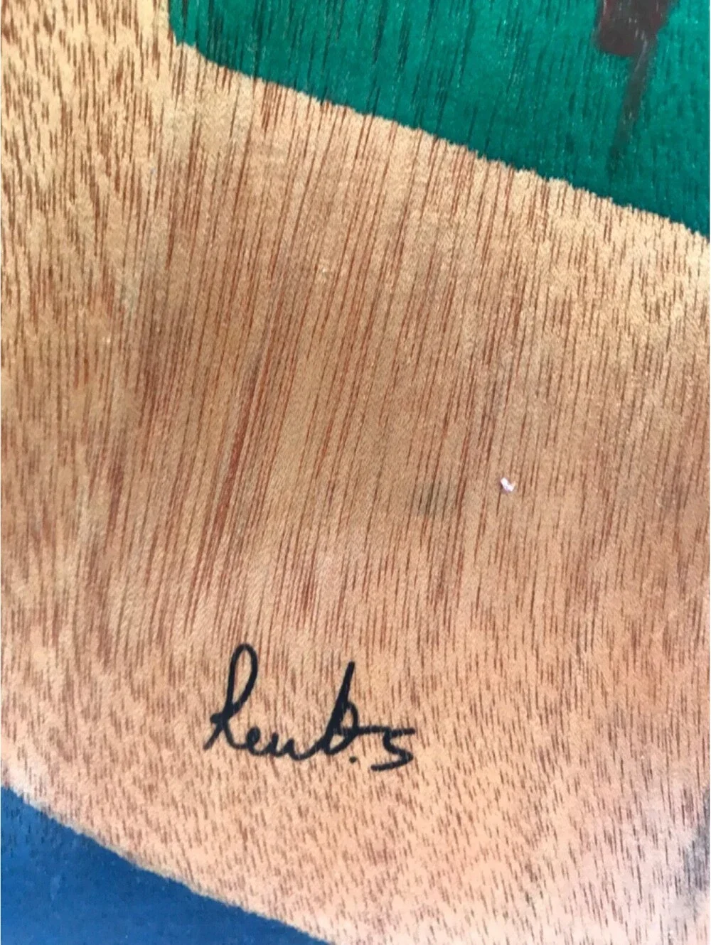 Kakadu Art Lazy Susan Tray Handpainted Signed by Reut Shahar Approx. 17.75” Worn